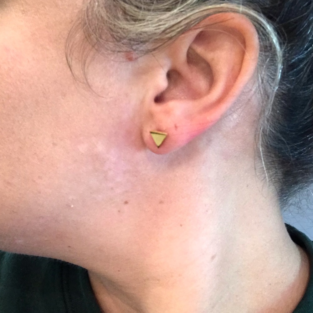 RESTOCKED Gold Triangle Studs - Picture 8 of 8
